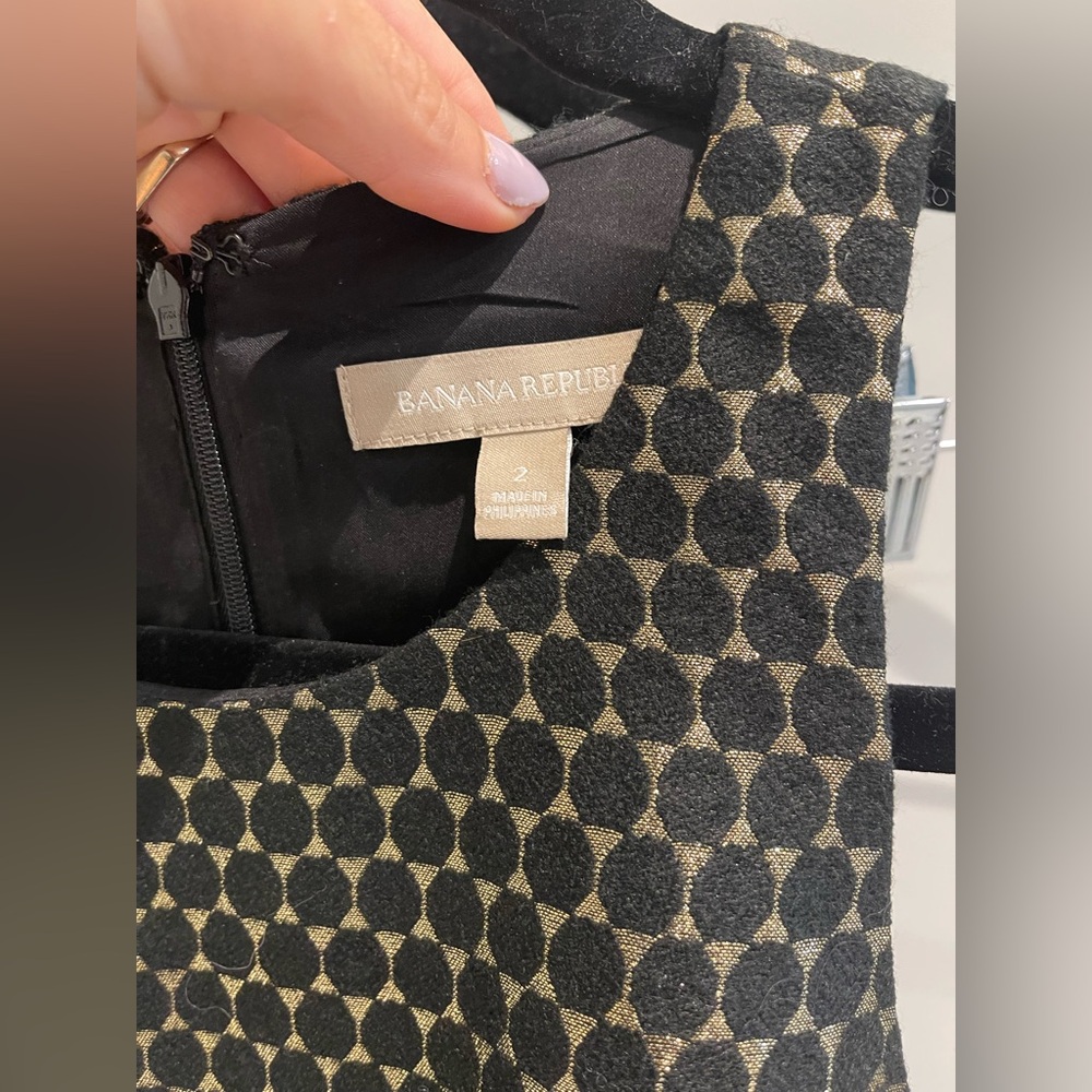 Banana Republic Black and Gold Patterned Dress
